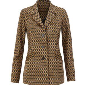 F17 Cabi Standout Jacket with Navy and Gold Medallion Pattern